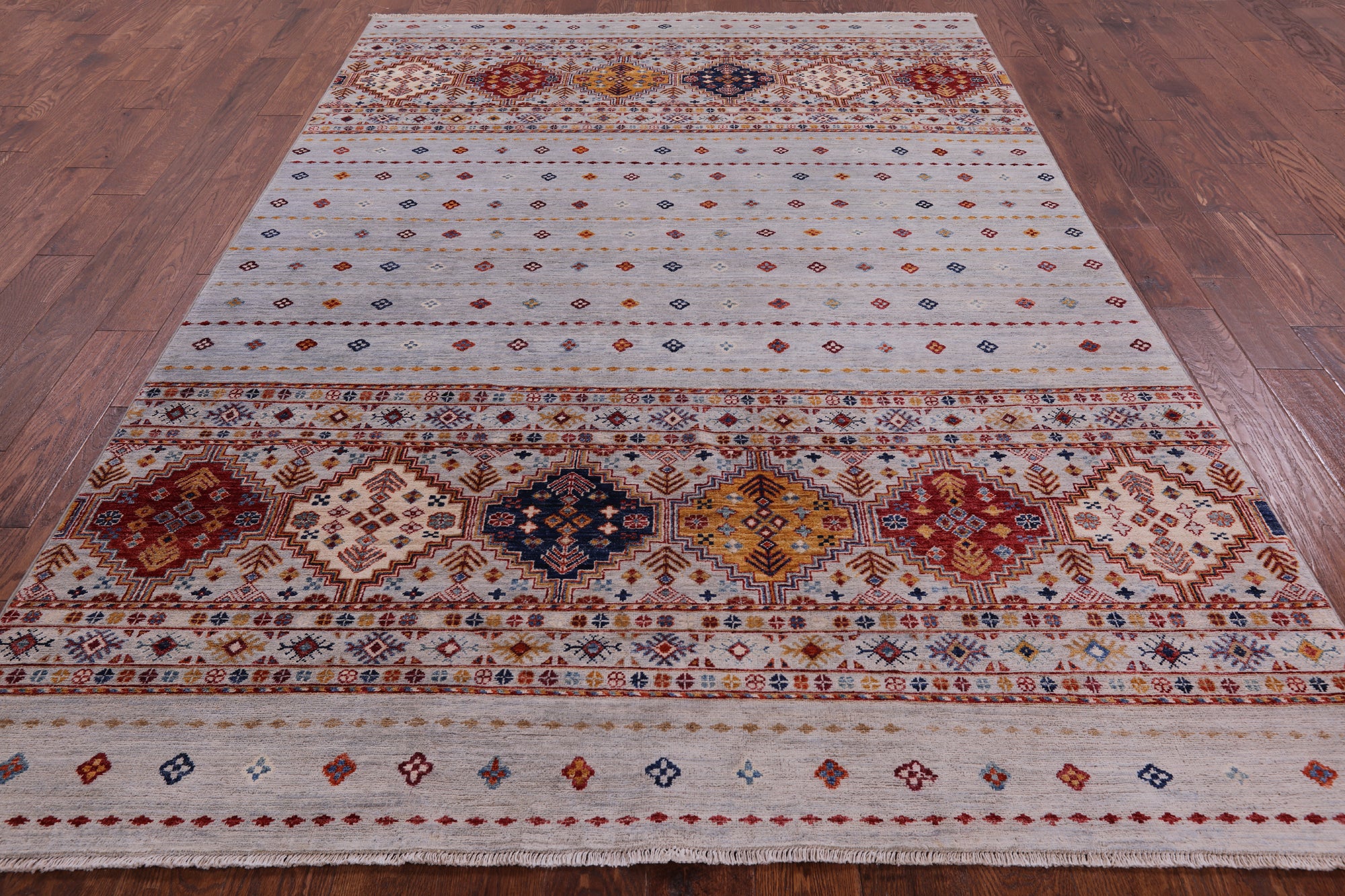 Khorjin Persian Gabbeh Handmade Wool Rug - 6' 6" X 9' 7" - Golden Nile