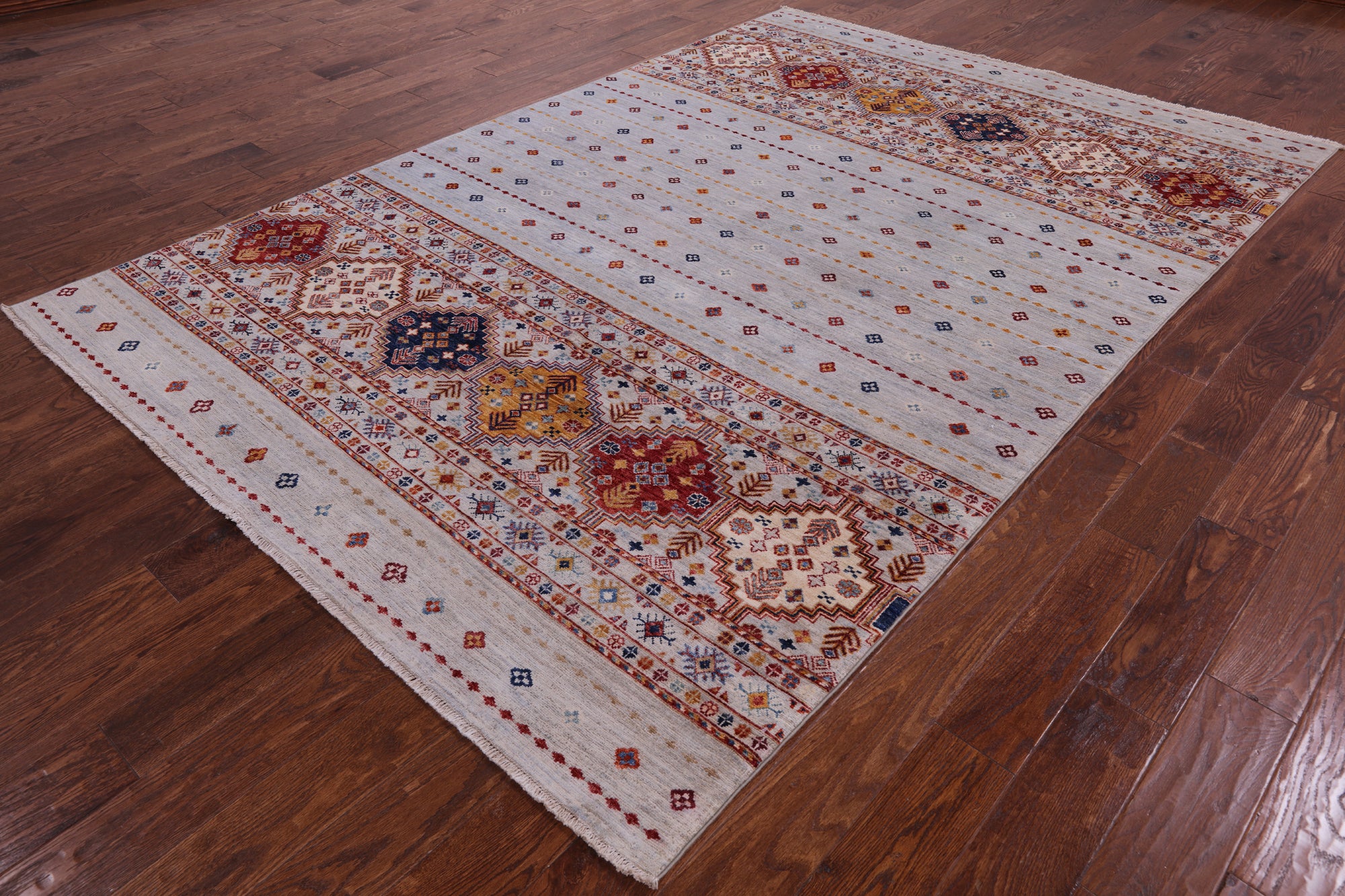 Khorjin Persian Gabbeh Handmade Wool Rug - 6' 6" X 9' 7" - Golden Nile