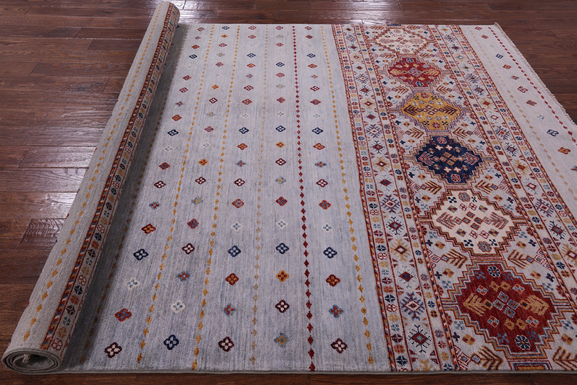 Khorjin Persian Gabbeh Handmade Wool Rug - 6' 6" X 9' 7" - Golden Nile