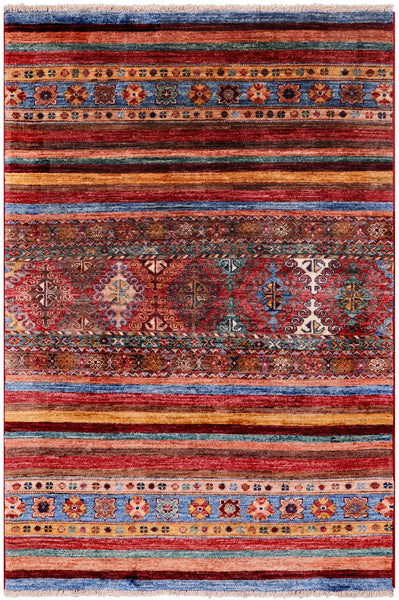 Khorjin Persian Gabbeh Handmade Wool Rug - 3' 3" X 5' 0" - Golden Nile