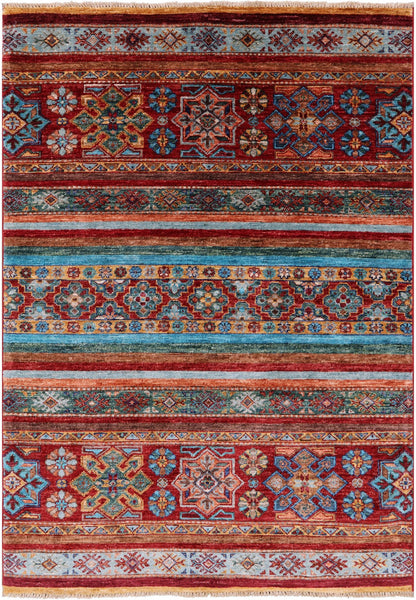 Khorjin Persian Gabbeh Handmade Wool Rug - 3' 5" X 4' 11" - Golden Nile