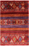 Khorjin Persian Gabbeh Hand Knotted Wool Rug - 3' 2" X 5' 0" - Golden Nile