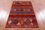 Khorjin Persian Gabbeh Hand Knotted Wool Rug - 3' 2" X 5' 0" - Golden Nile