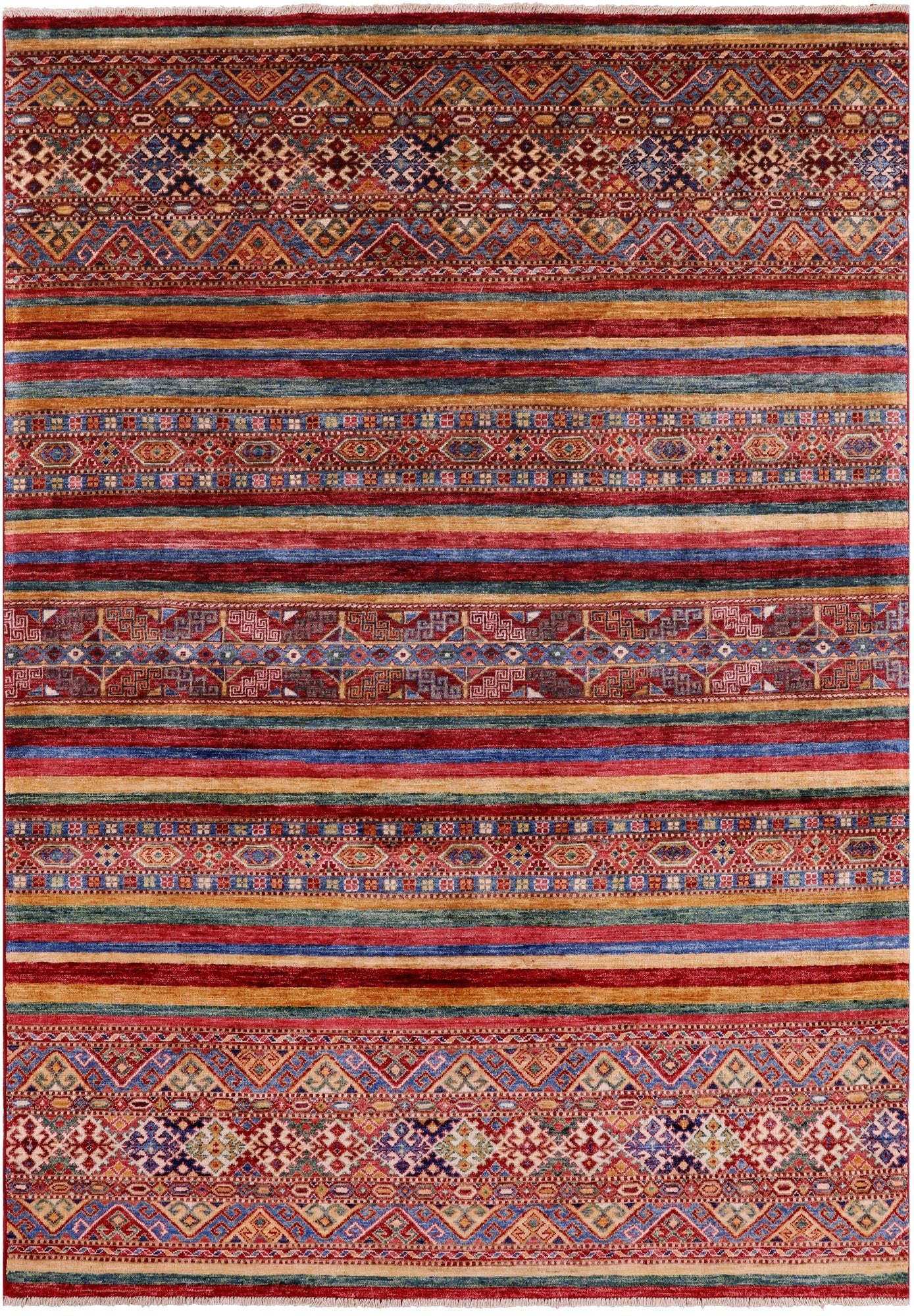 Tribal Khorjin Persian Gabbeh Hand Knotted Wool Rug - 5' 5" X 8' 0" - Golden Nile
