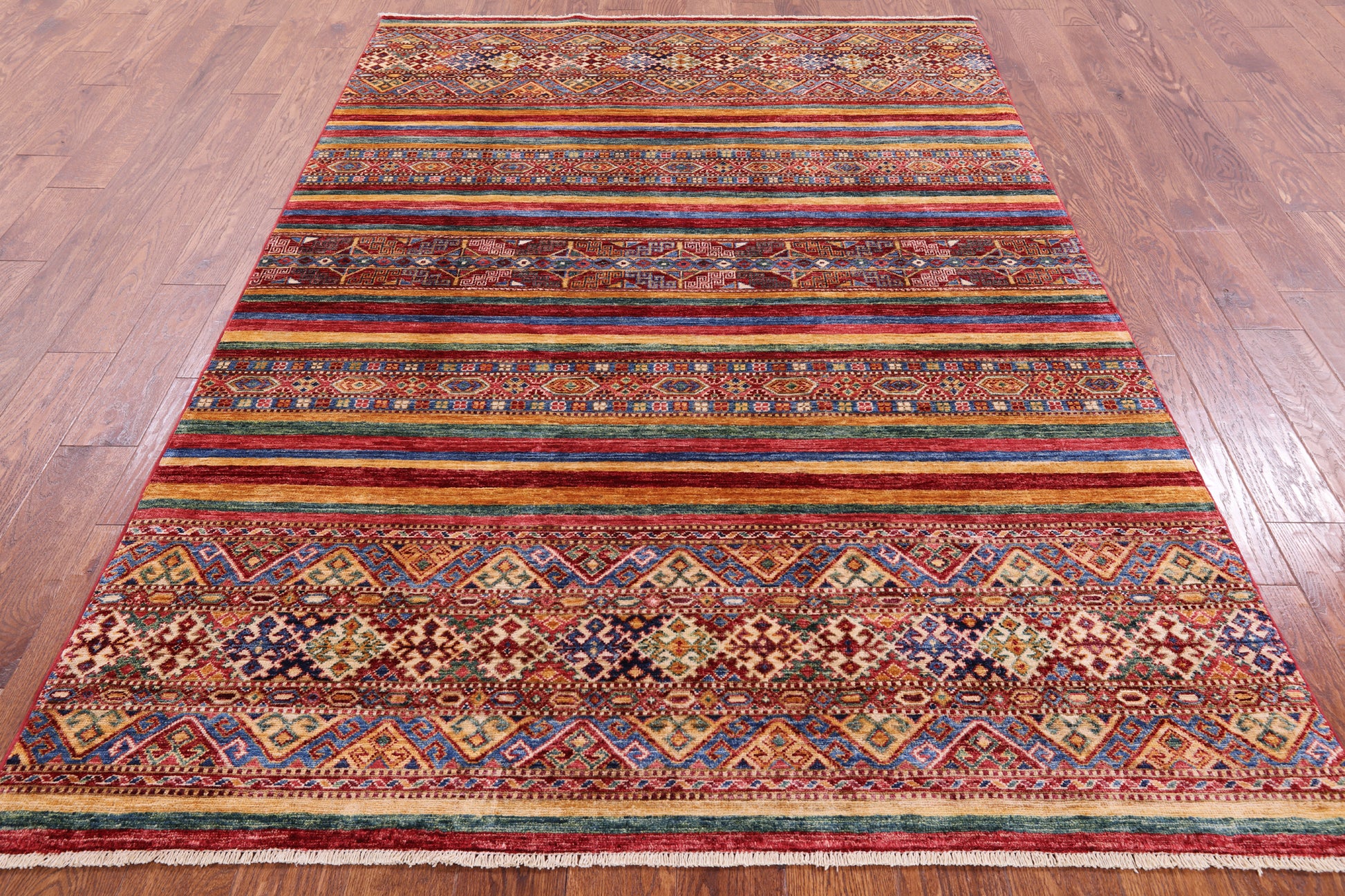 Tribal Khorjin Persian Gabbeh Hand Knotted Wool Rug - 5' 5" X 8' 0" - Golden Nile