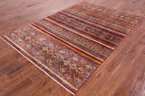 Tribal Khorjin Persian Gabbeh Hand Knotted Wool Rug - 5' 5" X 8' 0" - Golden Nile