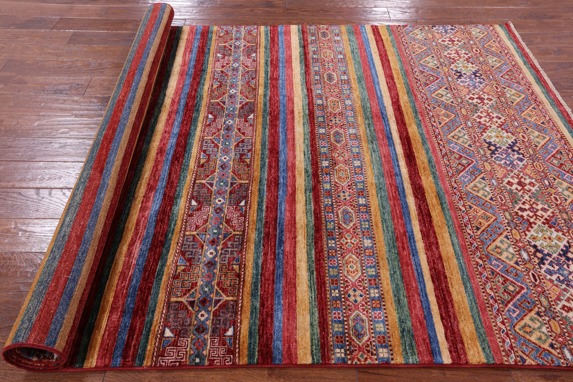 Tribal Khorjin Persian Gabbeh Hand Knotted Wool Rug - 5' 5" X 8' 0" - Golden Nile