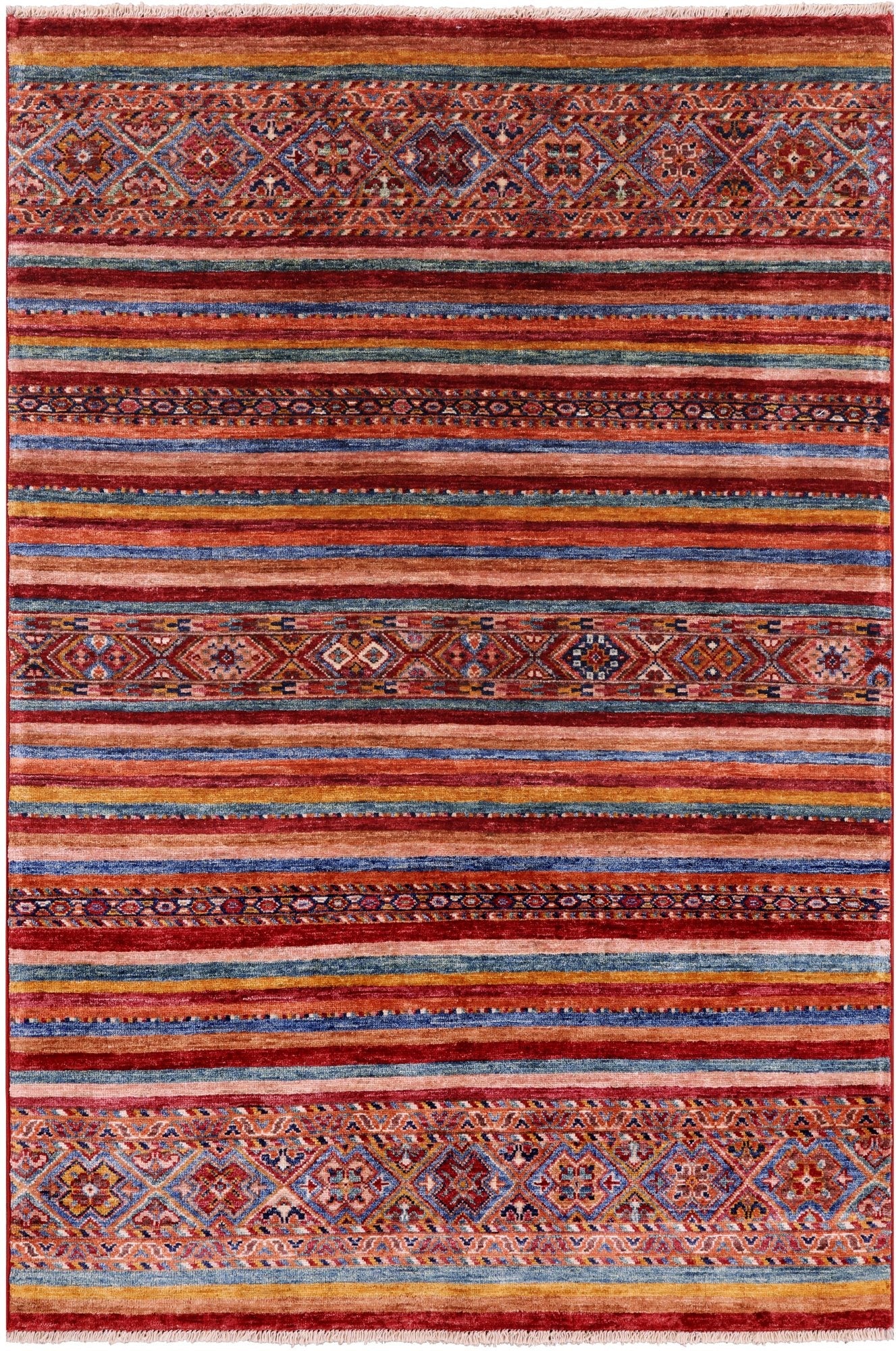 Khorjin Persian Gabbeh Handmade Wool Rug - 4' 0" X 5' 10" - Golden Nile