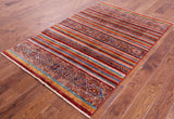 Khorjin Persian Gabbeh Handmade Wool Rug - 4' 0" X 5' 10" - Golden Nile