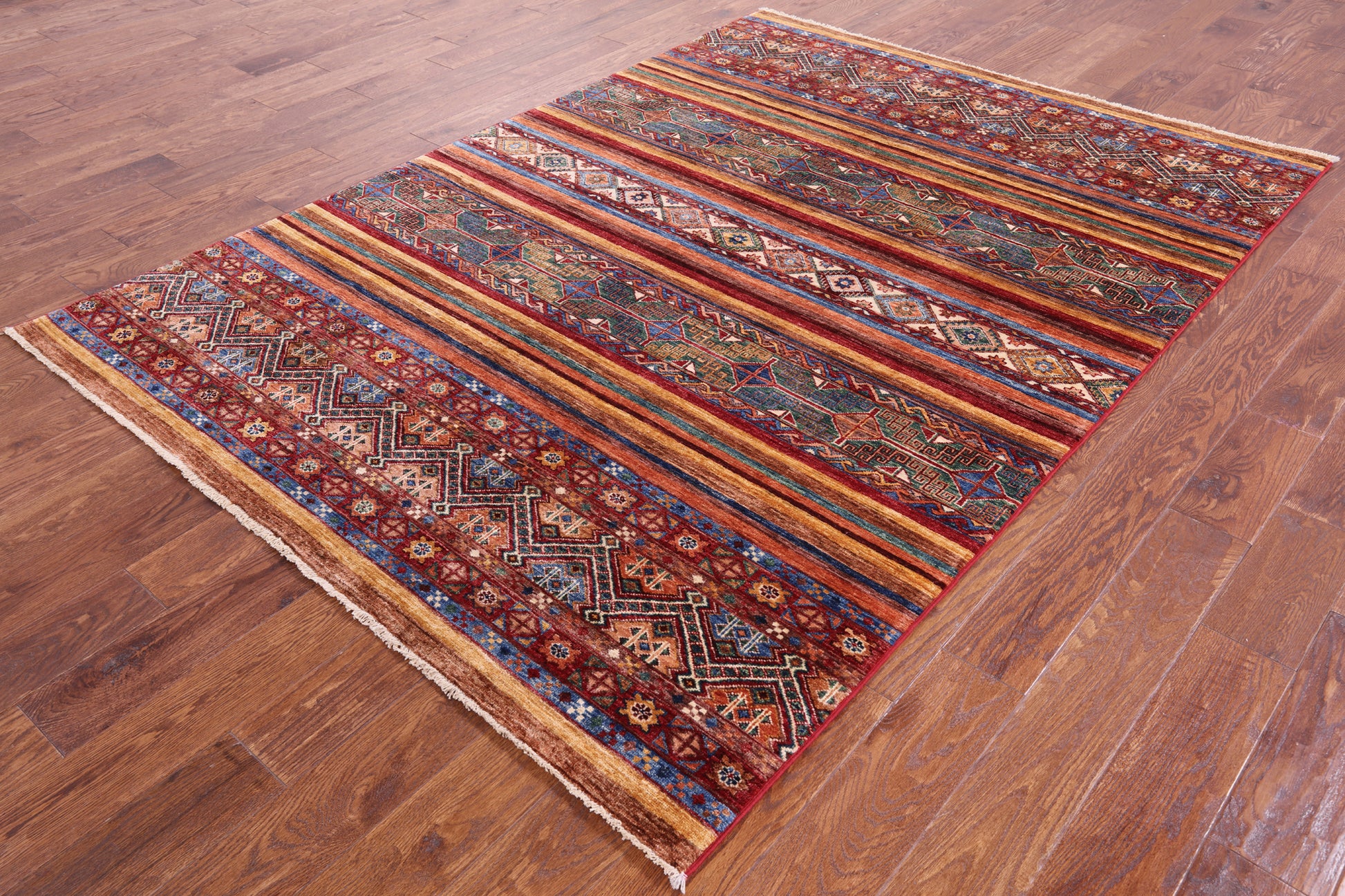 Khorjin Persian Gabbeh Hand Knotted Wool Rug - 5' 8" X 7' 10" - Golden Nile