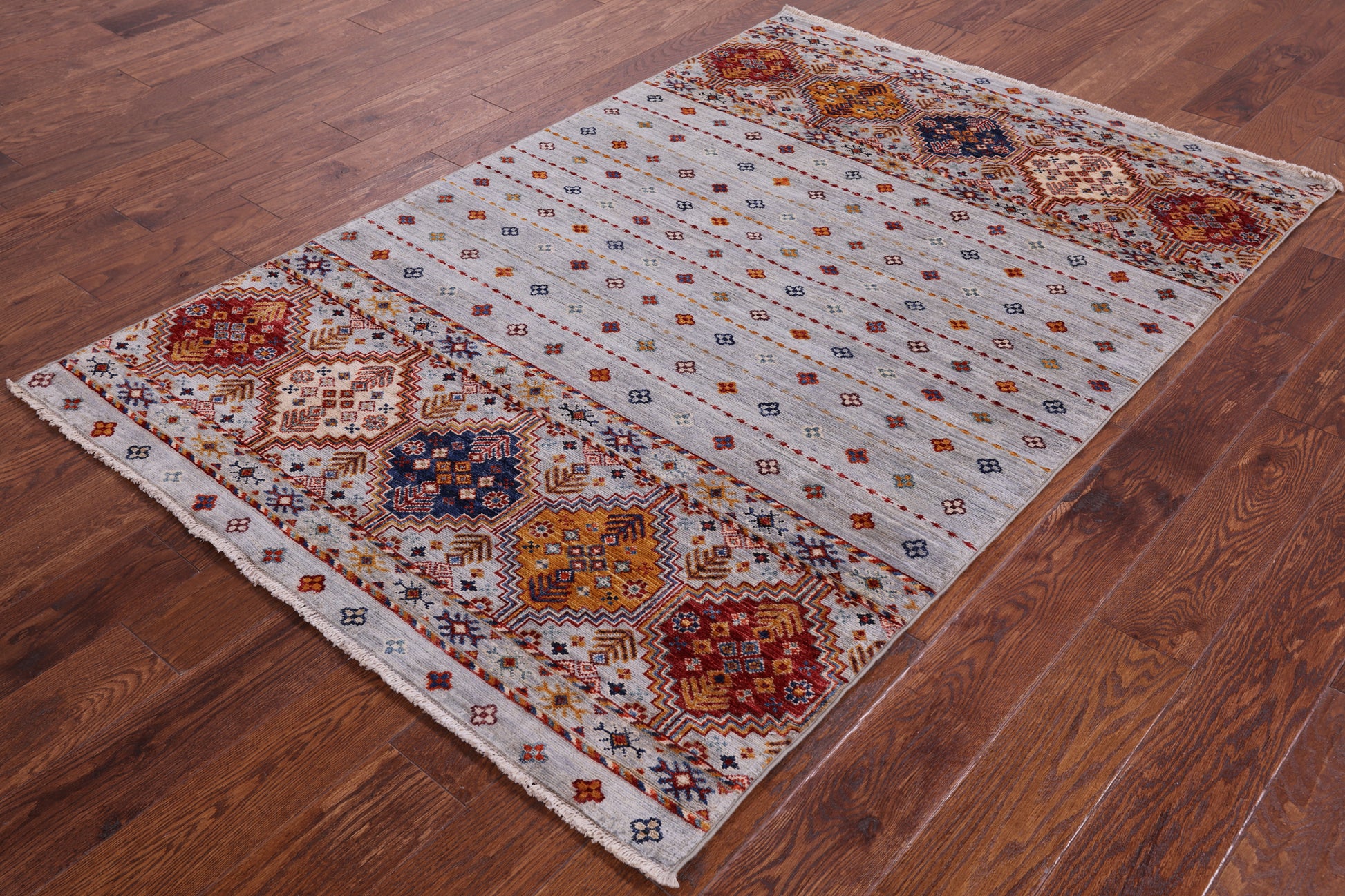 Khorjin Persian Gabbeh Handmade Wool Rug - 4' 1" X 6' 3" - Golden Nile