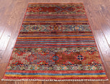 Khorjin Persian Gabbeh Handmade Wool Rug - 3' 4" X 4' 11" - Golden Nile