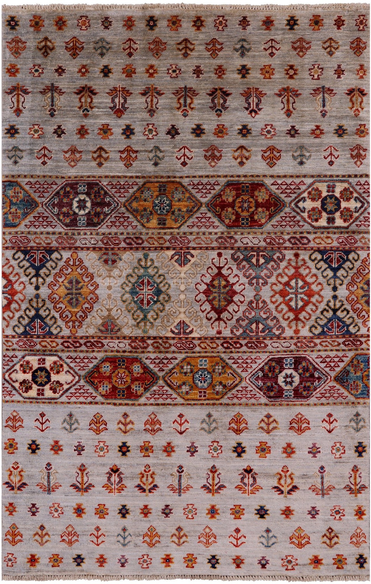 Khorjin Persian Gabbeh Hand Knotted Wool Rug - 3' 2" X 4' 11" - Golden Nile