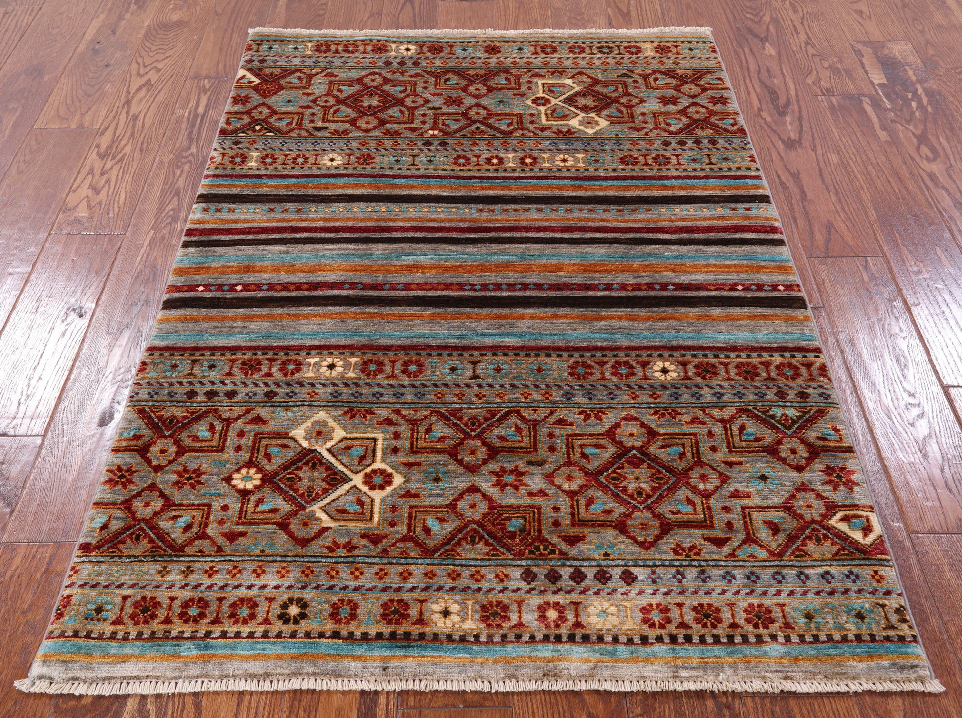 Khorjin Persian Gabbeh Hand Knotted Wool Rug - 3' 4" X 4' 9" - Golden Nile