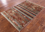 Khorjin Persian Gabbeh Hand Knotted Wool Rug - 3' 4" X 4' 9" - Golden Nile