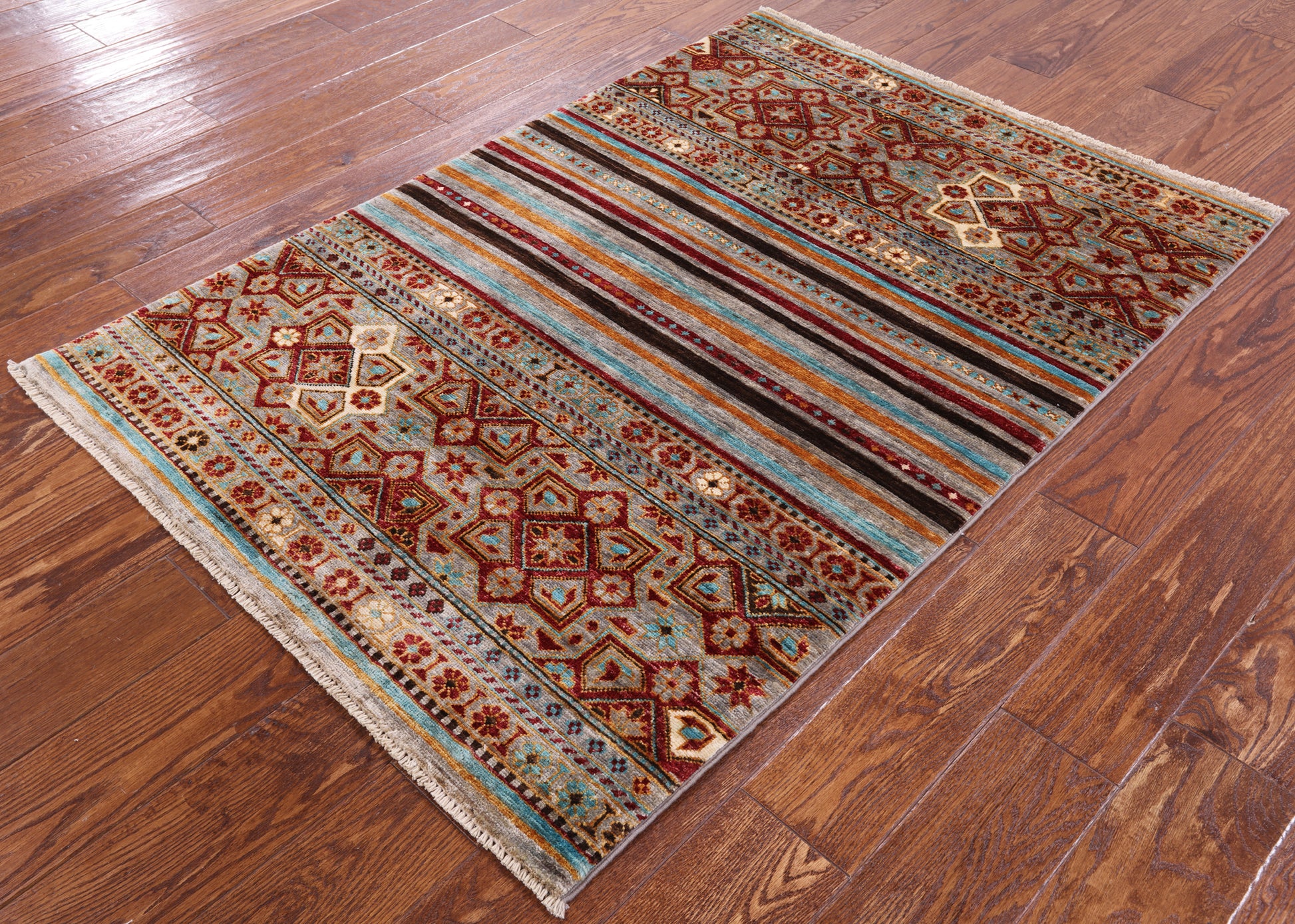 Khorjin Persian Gabbeh Hand Knotted Wool Rug - 3' 4" X 4' 9" - Golden Nile