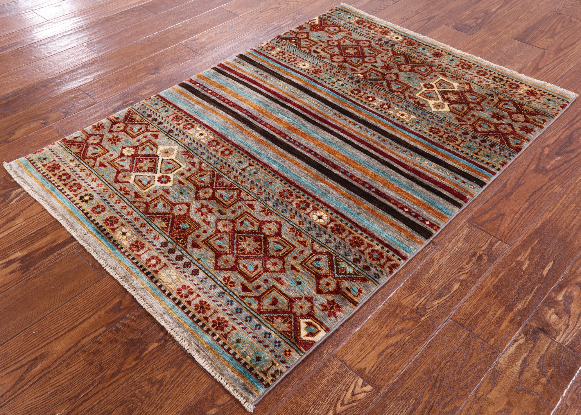 Khorjin Persian Gabbeh Hand Knotted Wool Rug - 3' 4" X 4' 9" - Golden Nile