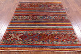 Khorjin Persian Gabbeh Hand Knotted Wool Rug - 4' 11" X 6' 5" - Golden Nile