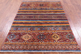 Khorjin Persian Gabbeh Hand Knotted Wool Rug - 4' 7" X 6' 8" - Golden Nile