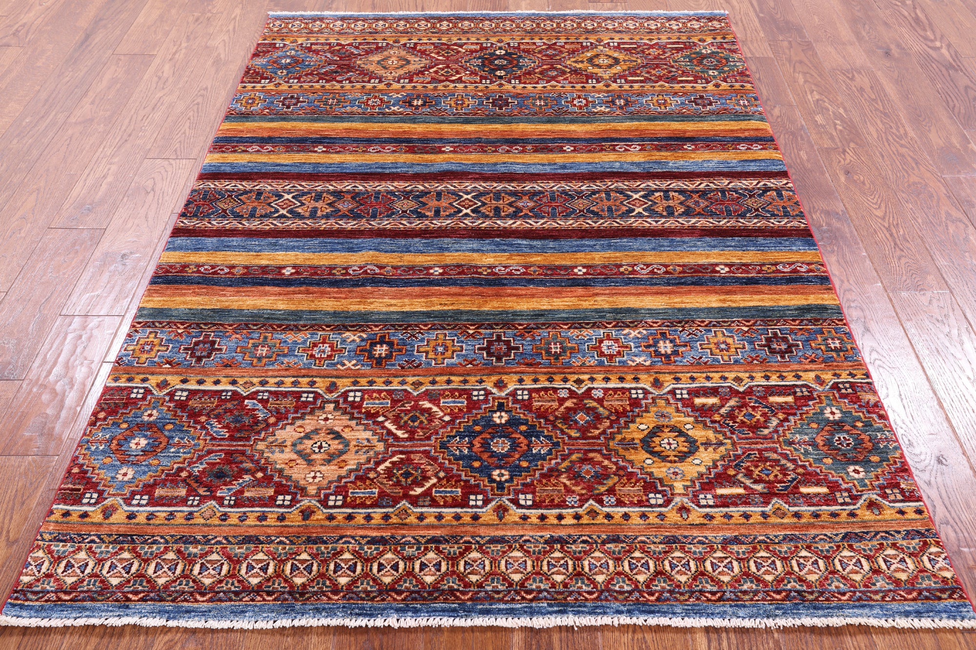 Khorjin Persian Gabbeh Hand Knotted Wool Rug - 4' 7" X 6' 8" - Golden Nile