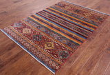 Khorjin Persian Gabbeh Hand Knotted Wool Rug - 4' 7" X 6' 8" - Golden Nile