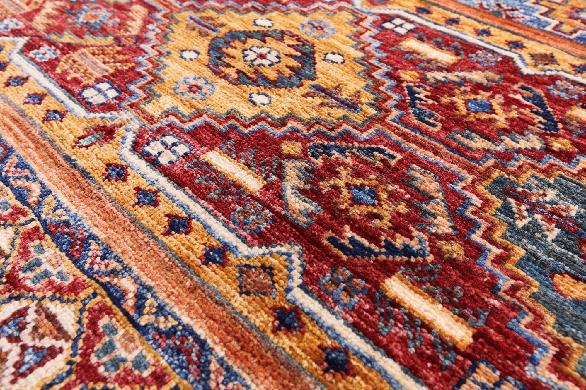 Khorjin Persian Gabbeh Hand Knotted Wool Rug - 4' 7" X 6' 8" - Golden Nile