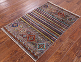 Tribal Khorjin Persian Gabbeh Handmade Wool Rug - 2' 8" X 4' - Golden Nile