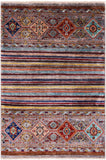 Tribal Khorjin Persian Gabbeh Handmade Wool Rug - 2' 8" X 4' - Golden Nile