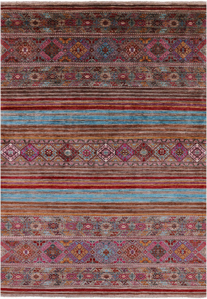 Khorjin Persian Gabbeh Hand Knotted Wool Rug - 5' 7" X 8' 0" - Golden Nile