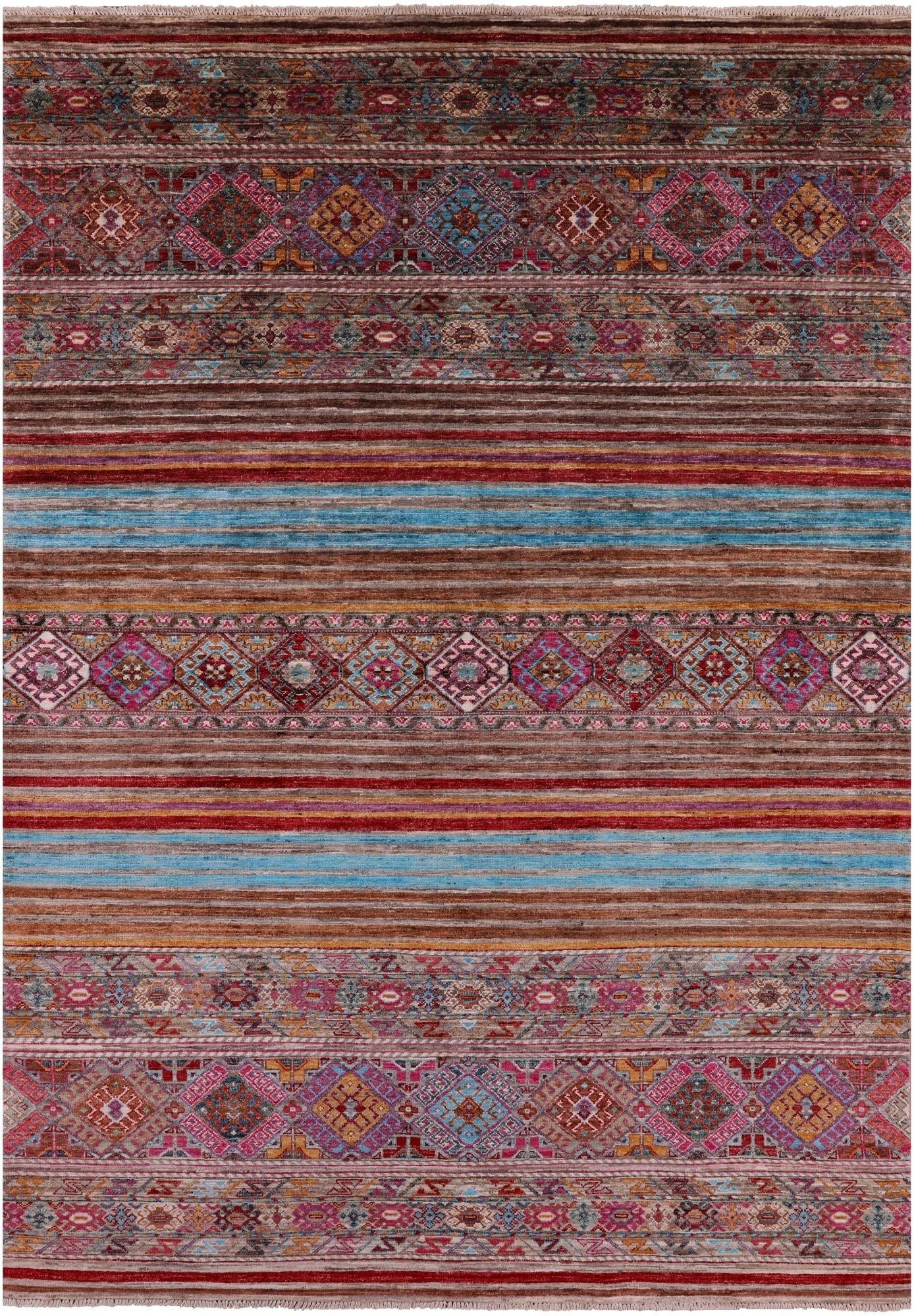Khorjin Persian Gabbeh Hand Knotted Wool Rug - 5' 7" X 8' 0" - Golden Nile