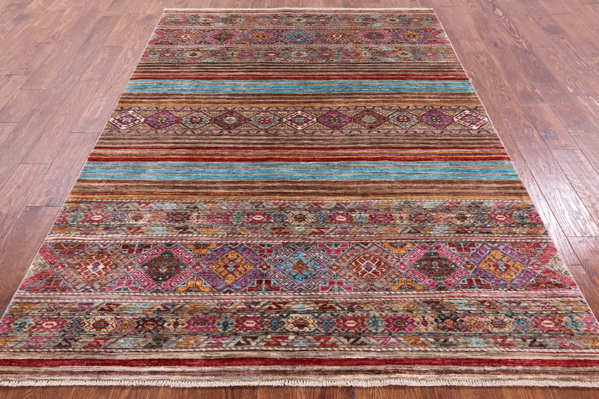 Khorjin Persian Gabbeh Hand Knotted Wool Rug - 5' 7" X 8' 0" - Golden Nile