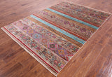 Khorjin Persian Gabbeh Hand Knotted Wool Rug - 5' 7" X 8' 0" - Golden Nile