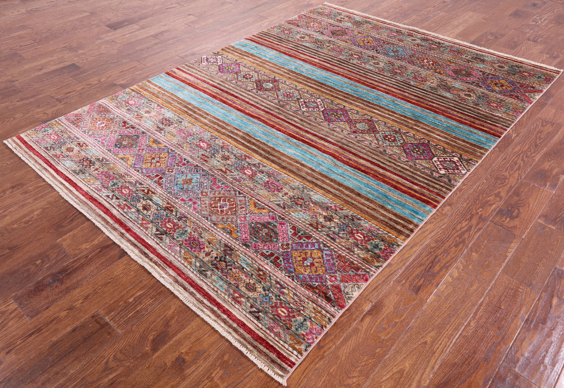 Khorjin Persian Gabbeh Hand Knotted Wool Rug - 5' 7" X 8' 0" - Golden Nile
