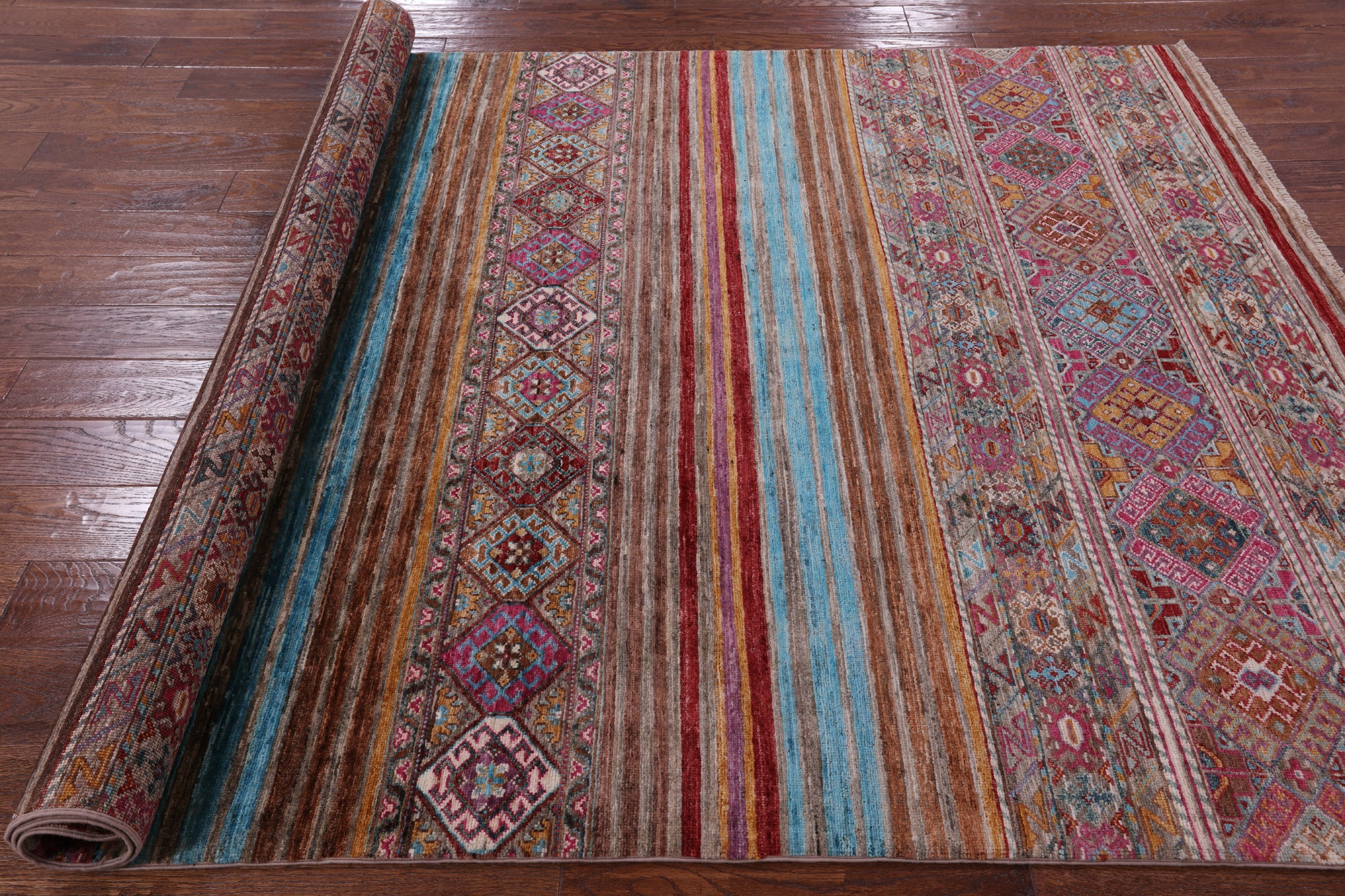 Khorjin Persian Gabbeh Hand Knotted Wool Rug - 5' 7" X 8' 0" - Golden Nile