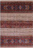 Ivory Khorjin Persian Gabbeh Hand Knotted Wool Rug - 5' 8" X 8' 1" - Golden Nile