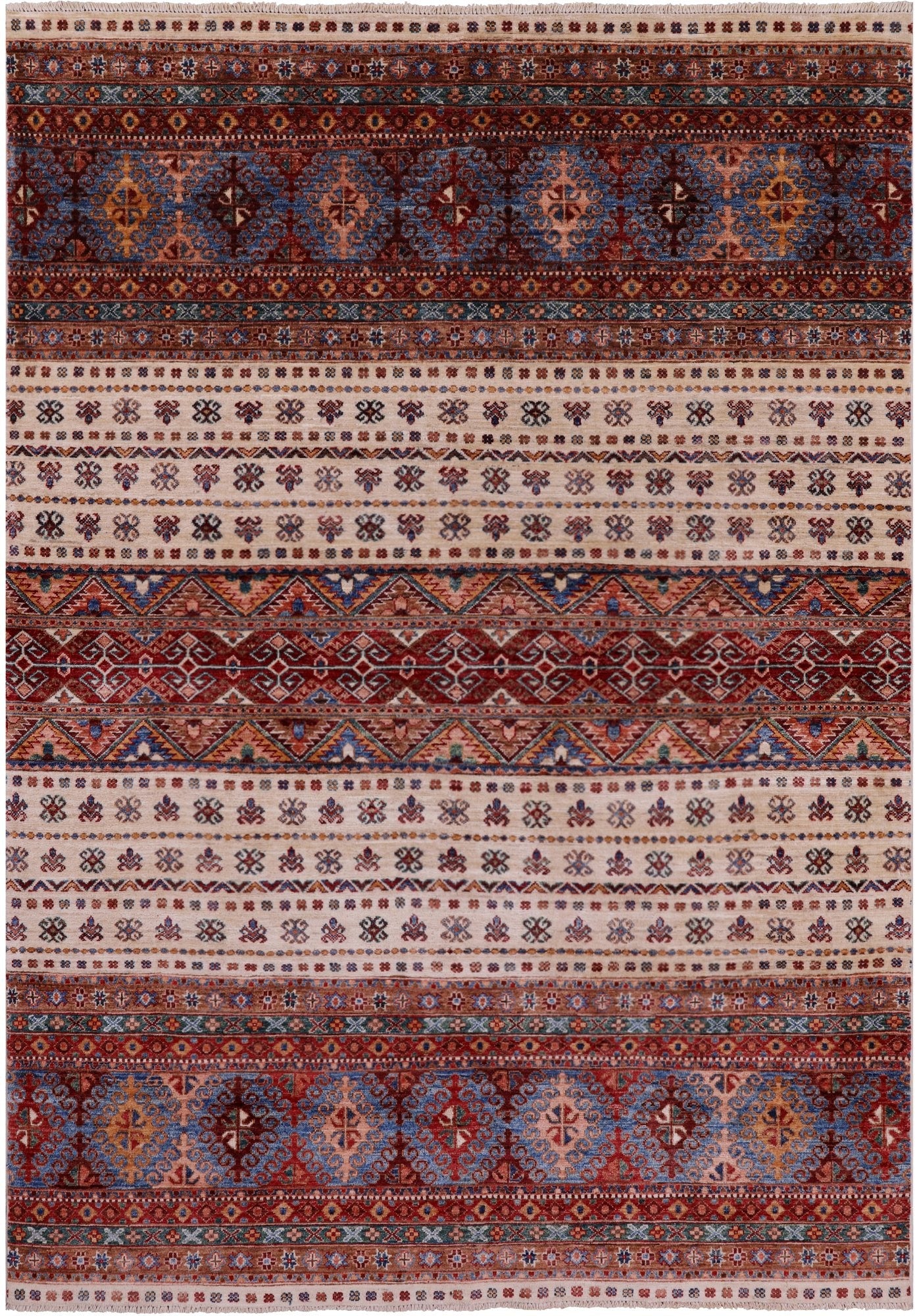 Ivory Khorjin Persian Gabbeh Hand Knotted Wool Rug - 5' 8" X 8' 1" - Golden Nile