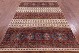 Ivory Khorjin Persian Gabbeh Hand Knotted Wool Rug - 5' 8" X 8' 1" - Golden Nile