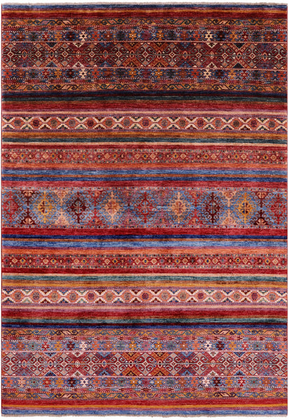 Khorjin Persian Gabbeh Handmade Wool Rug - 5' 6" X 8' 0" - Golden Nile