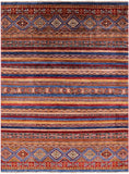 Khorjin Persian Gabbeh Hand Knotted Wool Rug - 5' 1" X 6' 10" - Golden Nile