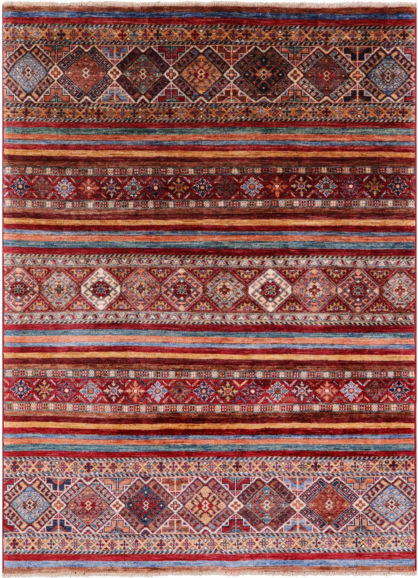 Khorjin Persian Gabbeh Handmade Wool Rug - 4' 10" X 6' 7" - Golden Nile