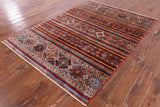Khorjin Persian Gabbeh Handmade Wool Rug - 4' 10" X 6' 7" - Golden Nile