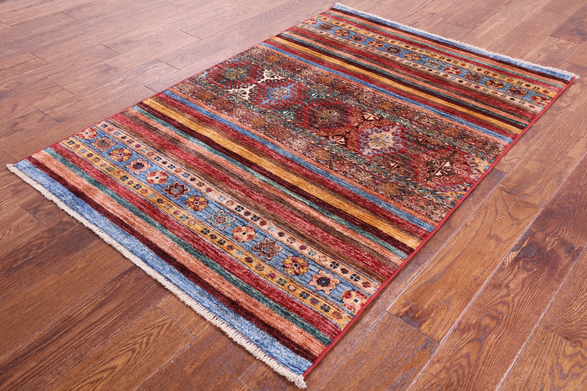 Khorjin Persian Gabbeh Handmade Wool Rug - 3' 4" X 5' 0" - Golden Nile
