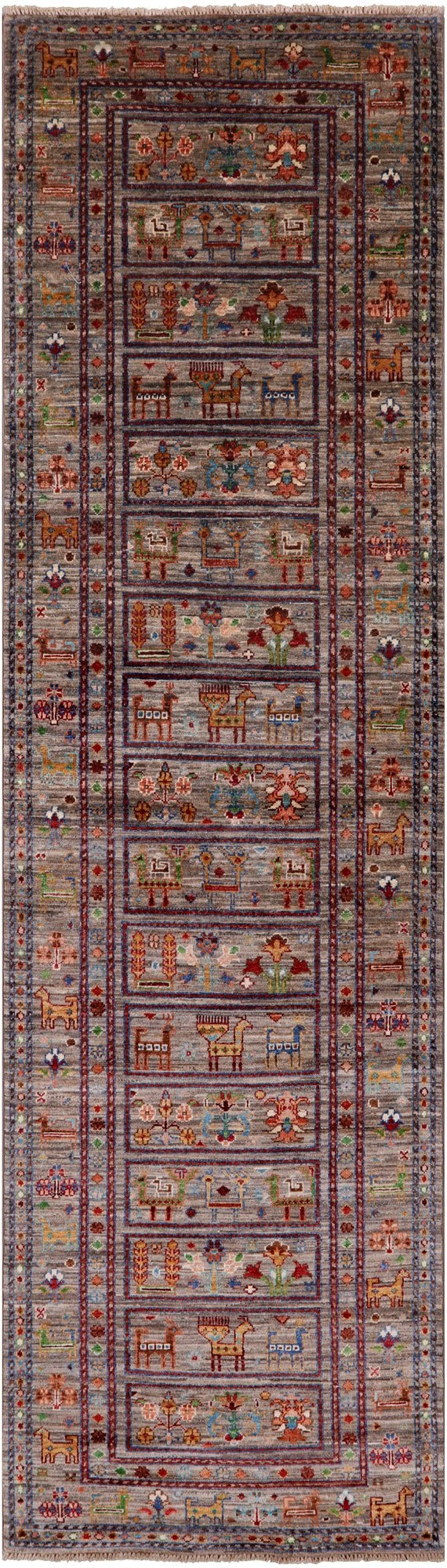 Tribal Persian Gabbeh Handmade Wool Runner Rug - 2' 9" X 9' 11" - Golden Nile