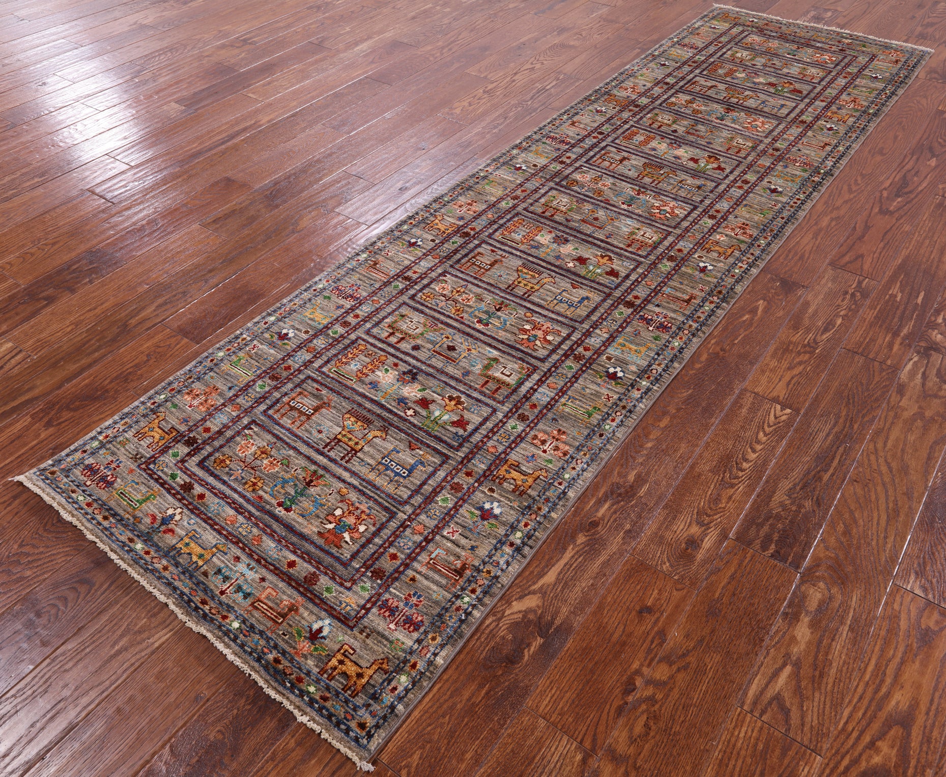 Tribal Persian Gabbeh Handmade Wool Runner Rug - 2' 9" X 9' 11" - Golden Nile
