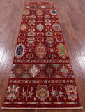 Red Khorjin Persian Gabbeh Hand Knotted Wool Runner Rug - 2' 9" X 10' 5" - Golden Nile