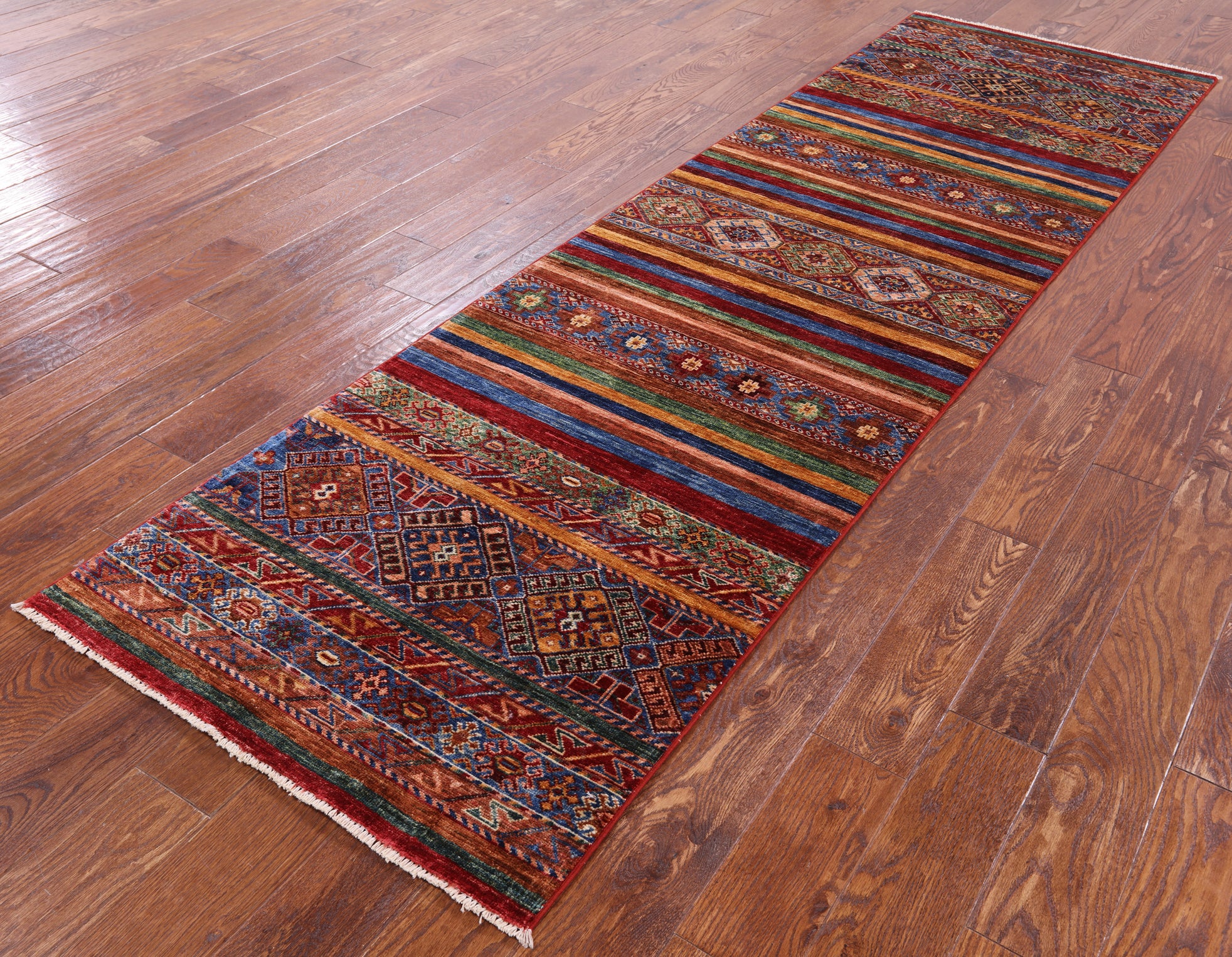 Khorjin Persian Gabbeh Hand Knotted Wool Runner Rug - 2' 9" X 9' 8" - Golden Nile