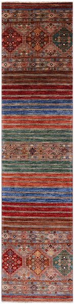 Khorjin Persian Gabbeh Hand Knotted Wool Runner Rug - 2' 4" X 10' 2" - Golden Nile