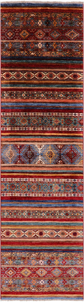 Khorjin Persian Gabbeh Handmade Wool Runner Rug - 2' 8" X 9' 10" - Golden Nile