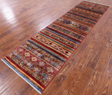 Khorjin Persian Gabbeh Handmade Wool Runner Rug - 2' 8" X 9' 10" - Golden Nile