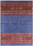 Blue Tribal Khorjin Persian Gabbeh Hand Knotted Wool Rug - 8' 1" X 11' 4" - Golden Nile
